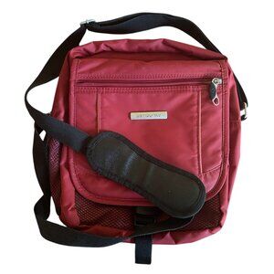 Samsonite Red Cross Body Travel Bag Satchel Pack Pockets Zips Mesh Medium Size